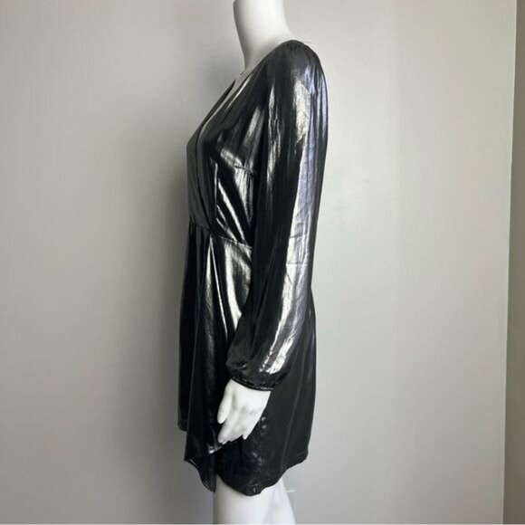 FRENCH CONNECTION Metallic Faux-wrap Mini Dress - 8 - Picture 4 of 7